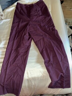 High-Waist Wide-Leg Trousers in Deep Plum